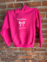 Load image into Gallery viewer, Cooperstown Bow | Youth Hot Pink Hoodie
