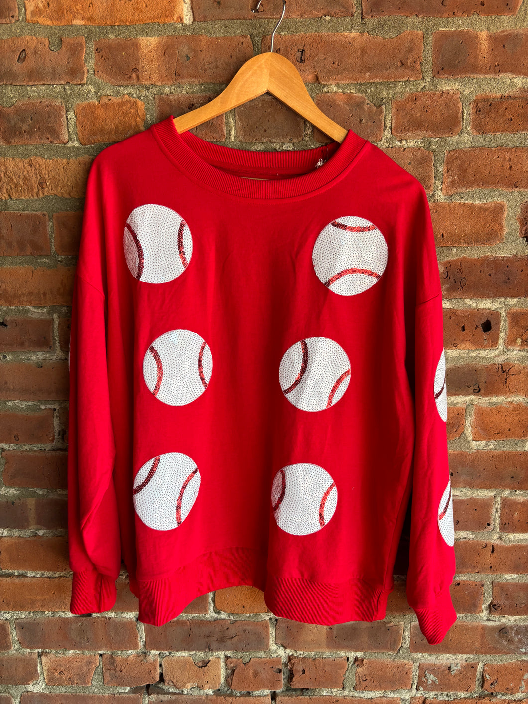Sequin Baseball Shirt | Red