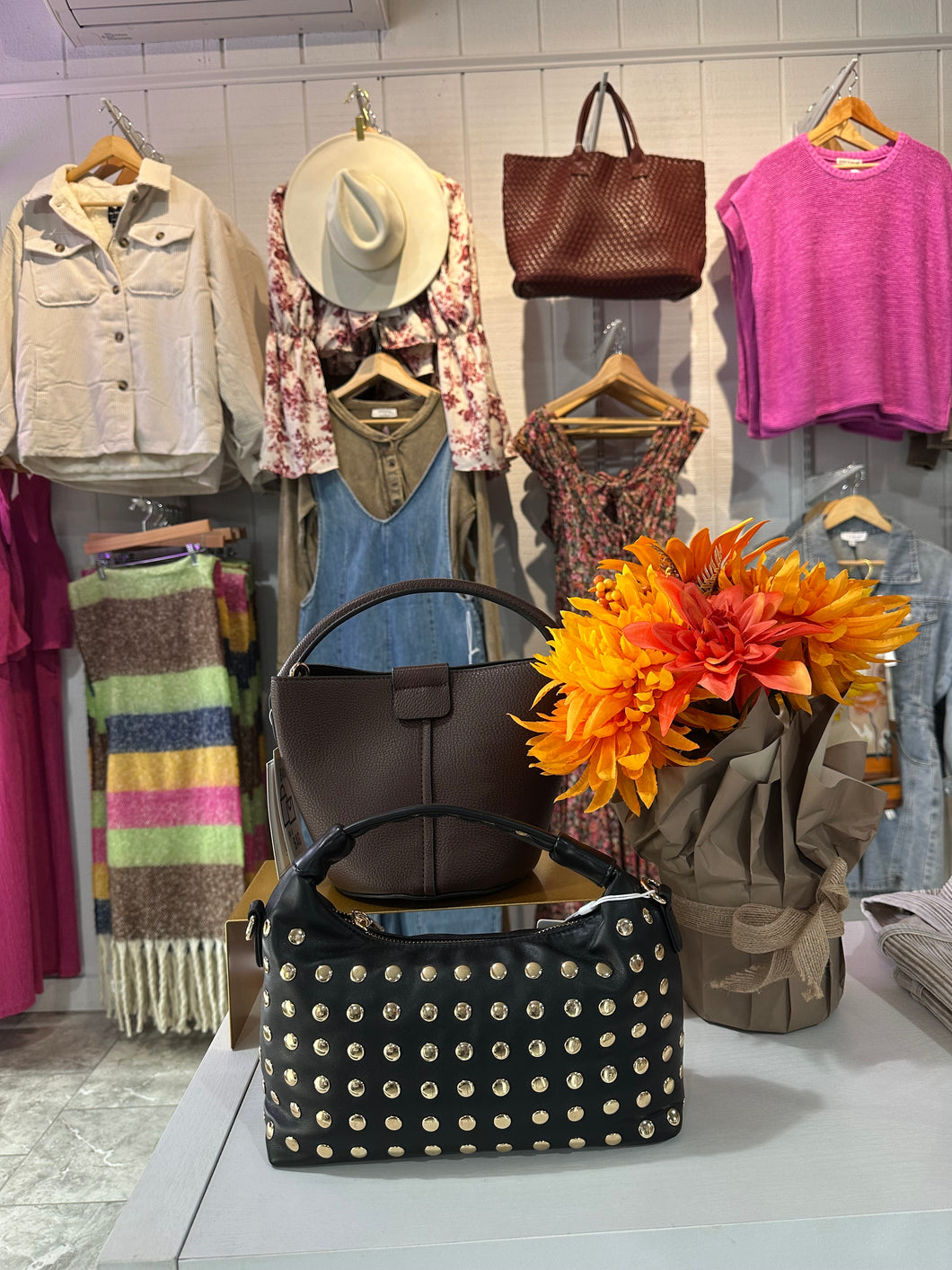 Beckette Studded Crossbody: Black