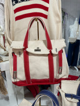 Load image into Gallery viewer, Canvas Boat Tote Blue Red
