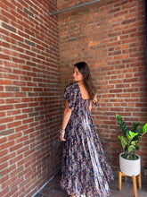 Load image into Gallery viewer, Midnights | Navy Floral smocked Dress flutter sleeve
