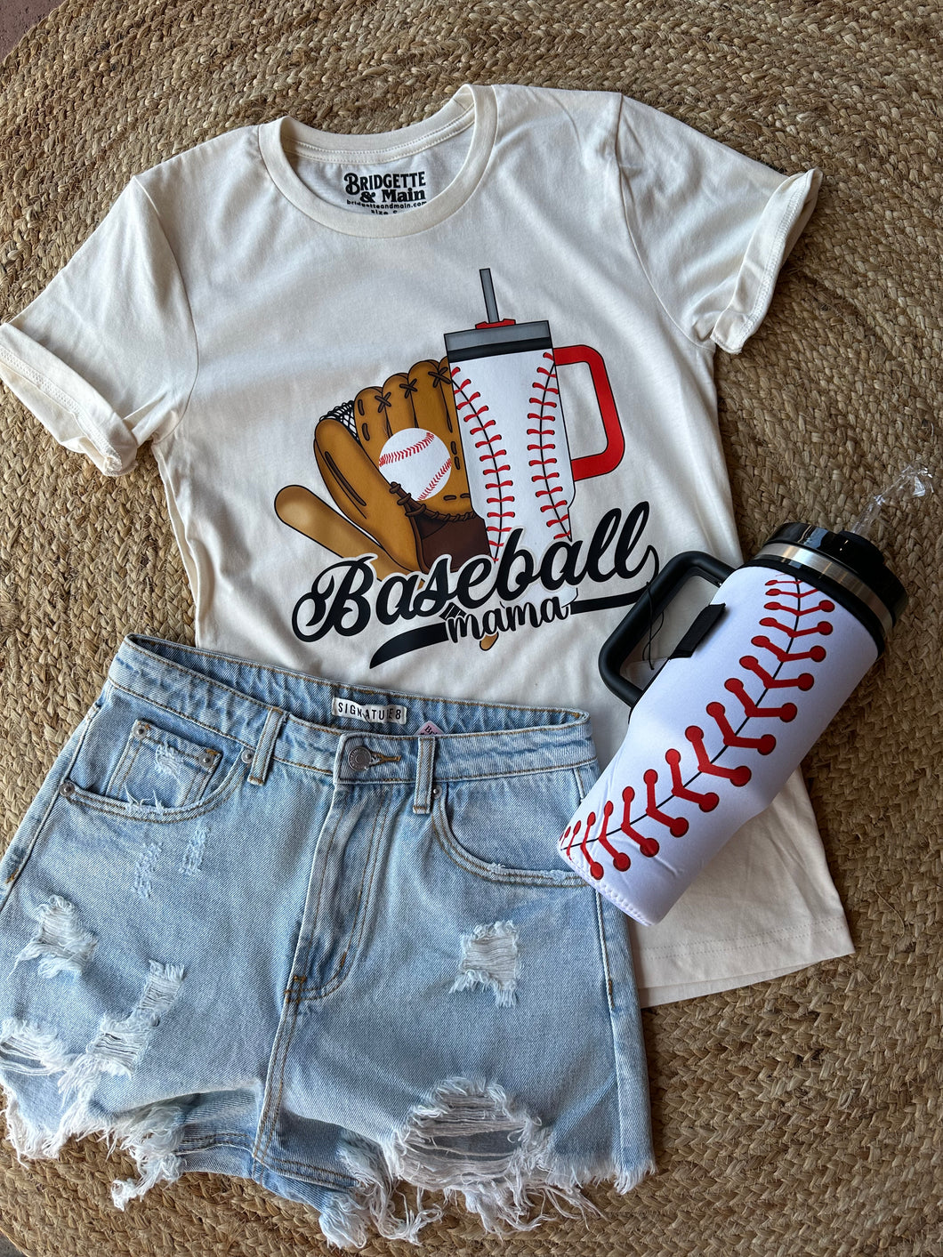 Baseball Mom Essentials | Beige Graphic Tee