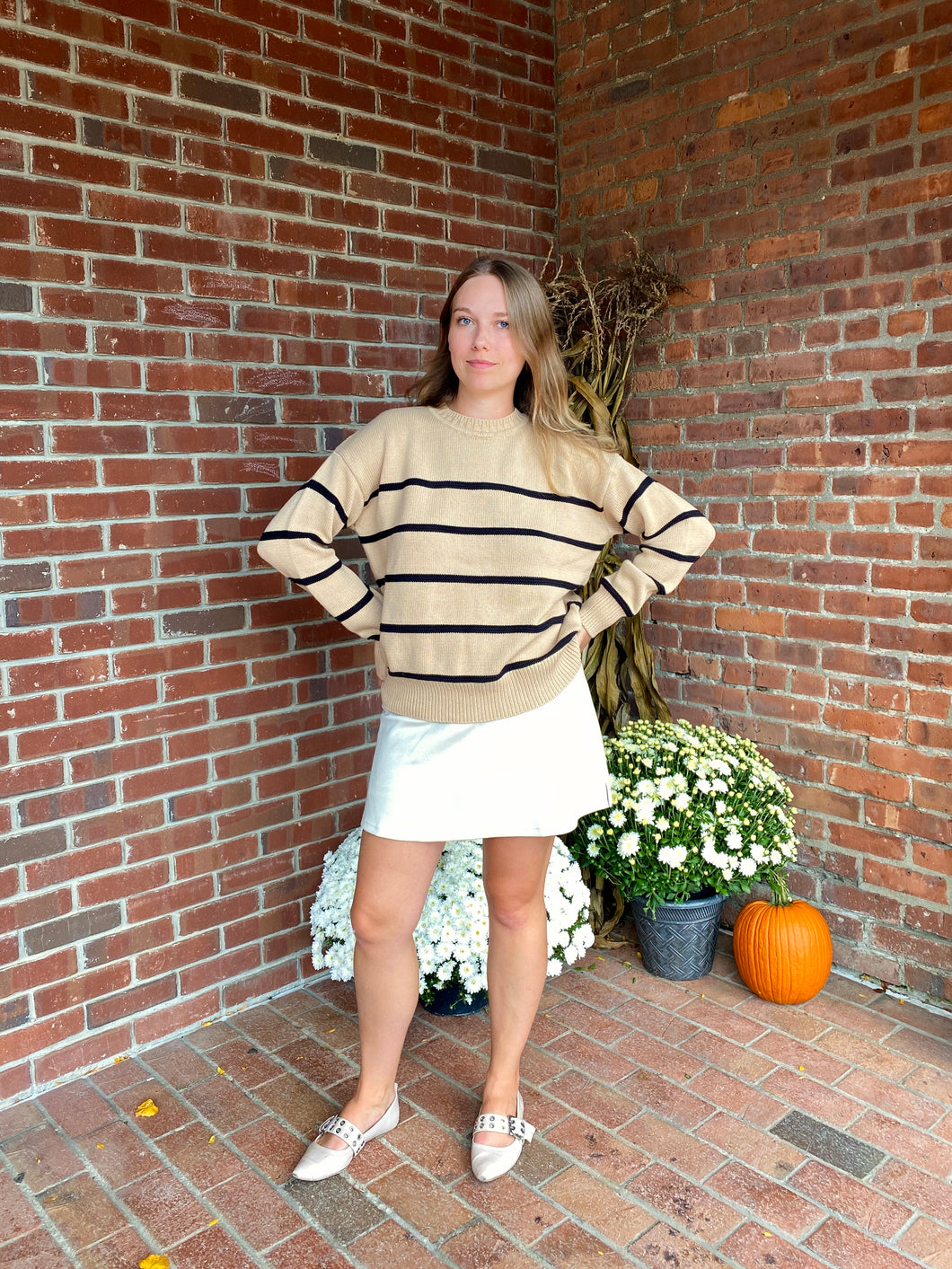 Boyfriend Stripe Sweater | Biscuit