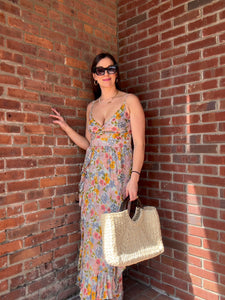 Sage Floral Maxi with Romantic Ruffle details
The v-neck and twist front add unique visual interest, while the cut out and double slit design allow for comfortable and free movement. Step out with confidence and sophistication in this stunning maxi dress.

Details: 
Vneck Twist front 
Cut out detail
Double slit with ruffle details 
Maxi Dress

Perfect for:  Brunch, coffee dates, summer dress, casual ootd,  Summer vacation dress, Baby shower, bridal shower. 