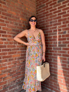 Sage Floral Maxi with Romantic Ruffle details
The v-neck and twist front add unique visual interest, while the cut out and double slit design allow for comfortable and free movement. Step out with confidence and sophistication in this stunning maxi dress.

Details: 
Vneck Twist front 
Cut out detail
Double slit with ruffle details 
Maxi Dress

Perfect for:  Brunch, coffee dates, summer dress, casual ootd,  Summer vacation dress, Baby shower, bridal shower. 