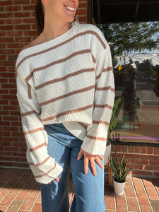 Tanya Striped Sweater | Ivory Coco