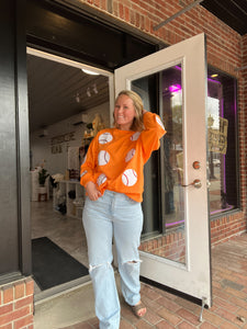 Sequin Baseball Shirt | Orange