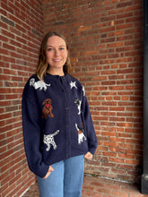 Load image into Gallery viewer, Dog Knit Sweater Cardigan | Navy
