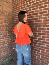 Load image into Gallery viewer, Sweetheart peplum top | Orange
