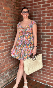 Olivia Flutter Sleeve Floral Mini Dress