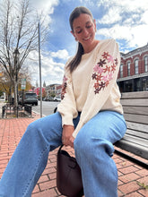 Load image into Gallery viewer, Erin | Oatmeal Floral Embroidered Sweater
