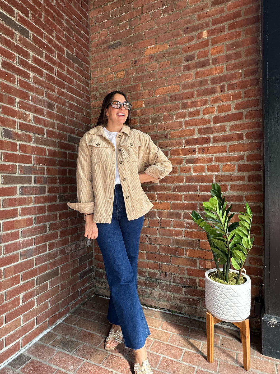 Peyton | Beige Corduroy Shacket