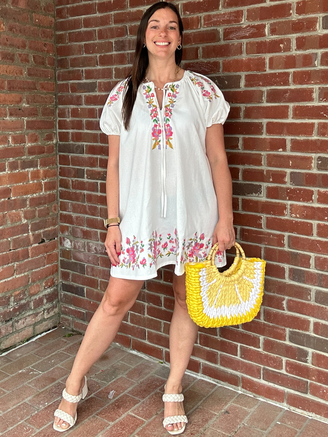 Embroidered Mini Dress | Off White