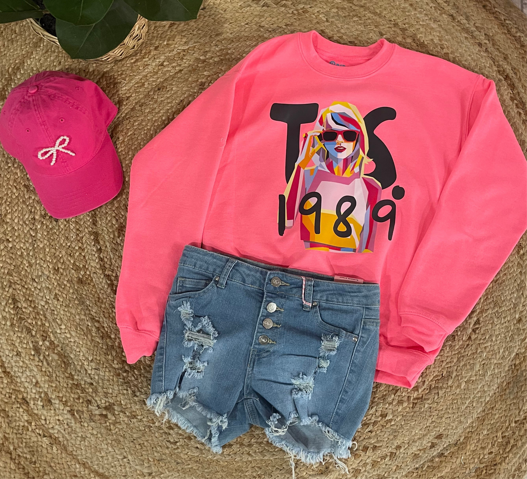 TS 1989 Youth | Hot Pink Graphic Sweatshirt