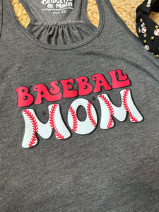 Baseball Mom | Grey Graphic Tank