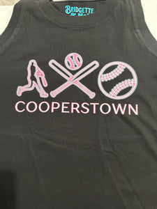 OPEN Sign Baseball | Black Graphic Tank