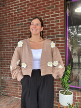 Load image into Gallery viewer, 3D Daisy Cardigan Sweater | Camel
