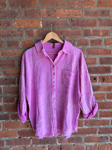 Mauve | Washed Gauze Button Up Top