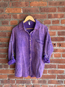 Violet | Washed Gauze Button Up Top