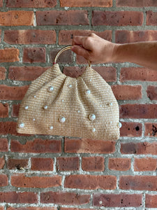 pearl raffia handbag purse