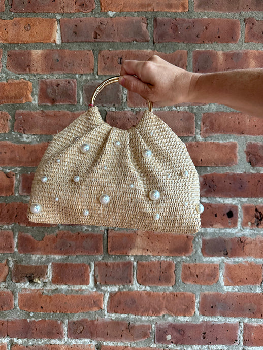 pearl raffia handbag purse