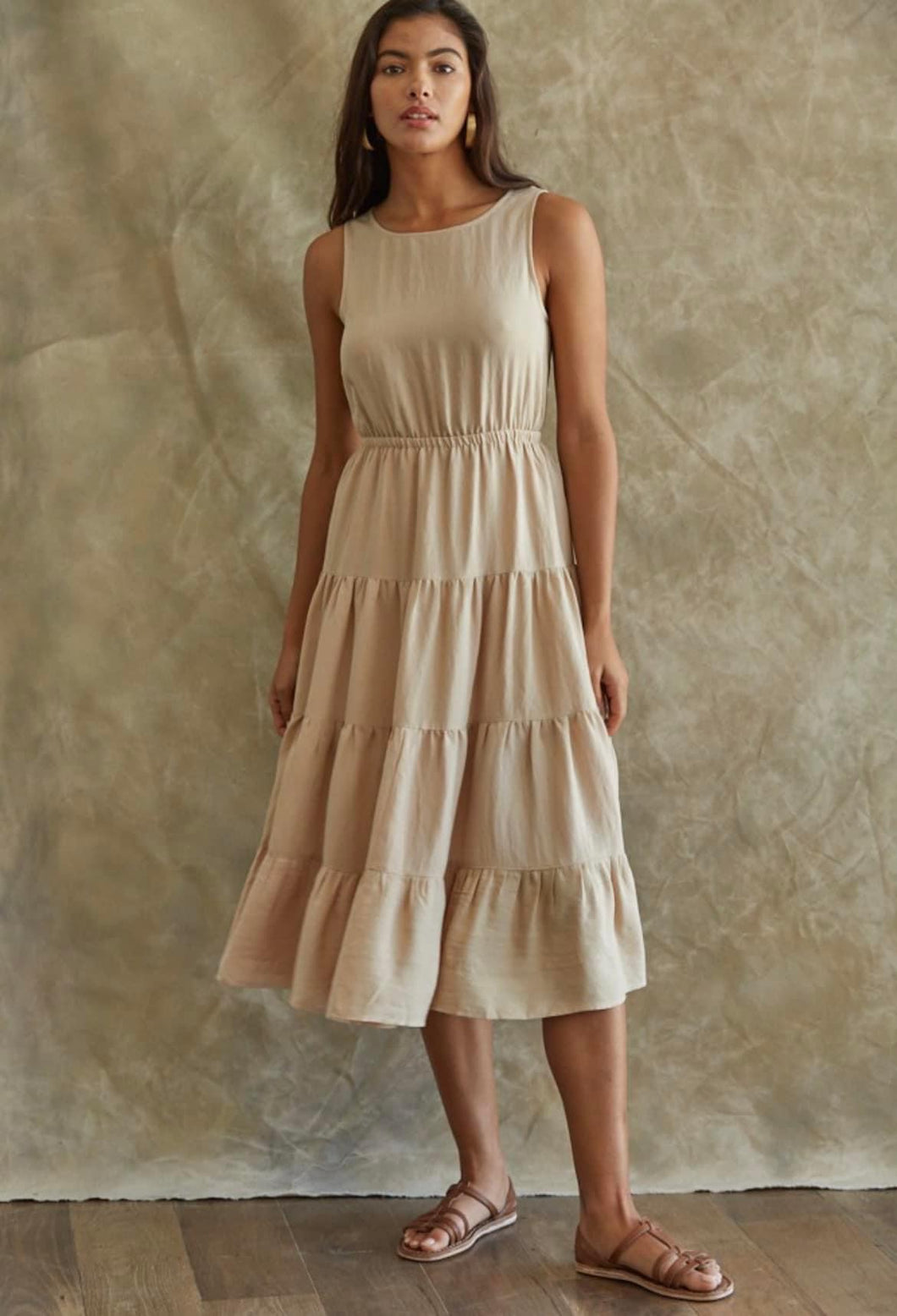 Tiered Open back Dress | Cream