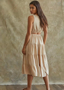 Tiered Open back Dress | Cream