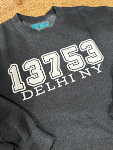 13753 Delhi  NY | Zip Code Crewneck Sweatshirt