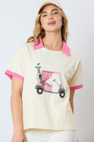 Golf Cart Short Sleeve Top | Pink