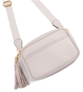 Leather Handbag With Matching Strap and Tassel Keychain