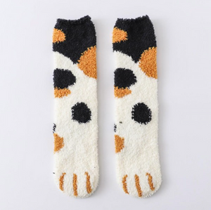 Plush Knit Paw Print Socks