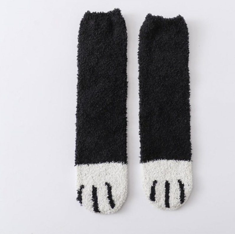 Plush Knit Paw Print Socks