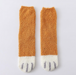 Plush Knit Paw Print Socks