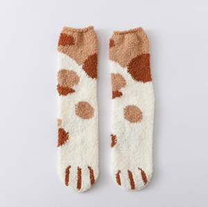 Plush Knit Paw Print Socks