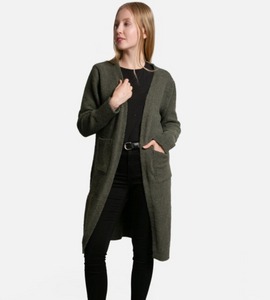 Olive | ComfyLuxe Solid Long Cardigan With Front Pockets