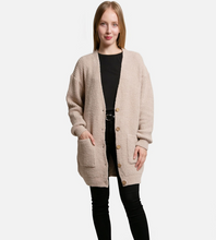 Load image into Gallery viewer, Beige | ComfyLuxe V-Neck Cardigan With Pocket And Button Closure

