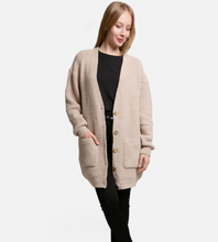 Load image into Gallery viewer, Beige | ComfyLuxe V-Neck Cardigan With Pocket And Button Closure
