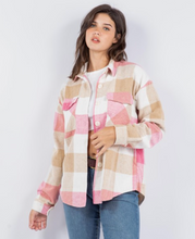 Load image into Gallery viewer, Plaid Shacket | Pink &amp; Tan
