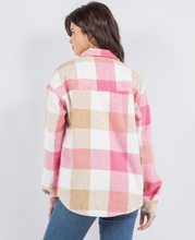 Load image into Gallery viewer, Plaid Shacket | Pink &amp; Tan

