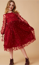 Load image into Gallery viewer, Burgundy  | Girls Floral dress with 3D flowers
