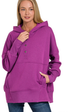 Load image into Gallery viewer, Karma Hoodie | HALF BUTTON HOODED PULLOVER WITH KANGAROO POCKET
