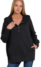 Load image into Gallery viewer, Karma Hoodie | HALF BUTTON HOODED PULLOVER WITH KANGAROO POCKET
