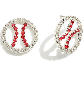 Baseball Rhinestone Earrings | Stud