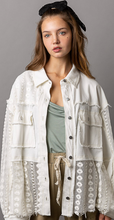 Load image into Gallery viewer, Crochet lace button up Shacket | White
