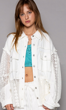 Load image into Gallery viewer, Crochet lace button up Shacket | White
