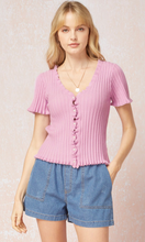 Load image into Gallery viewer, Kenzzie | Rose Pearl Button Sweater Top
