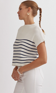 Naomi | Blue Striped Sweater Top