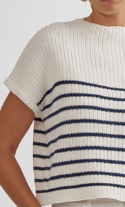 Naomi | Blue Striped Sweater Top