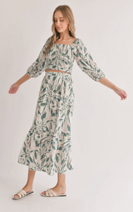Moon and Back Tiered Maxi Skirt | Green Multi