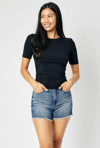 Emelia High Waist Tummy Control | Fray Hem Shorts - JUDY BLUE